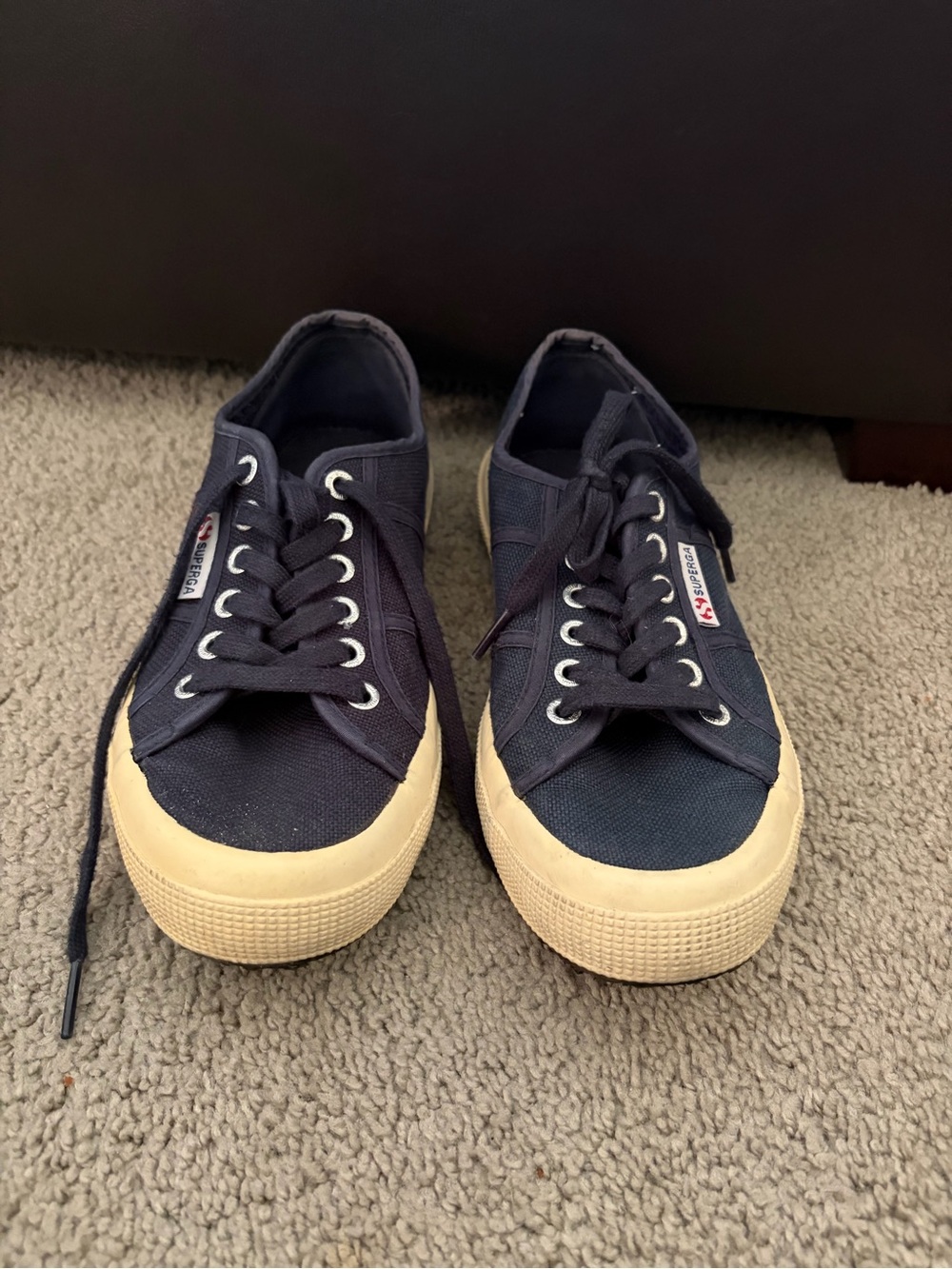 Superga Navy Canvas Low-Top Sneakers